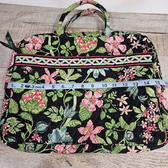 Vera Bradley Retired Botanica Print Black Multi-Color Laptop Case Pockets - Picture 6 of 7